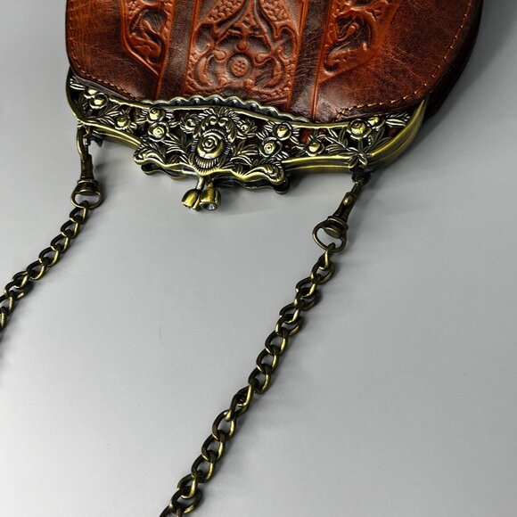 PATRICIA NASH SOFT METALLIC TOOLES ROSARIA SNAP CLOSURE SHOULDER CHAIN WITH SNAP - Picture 5 of 9